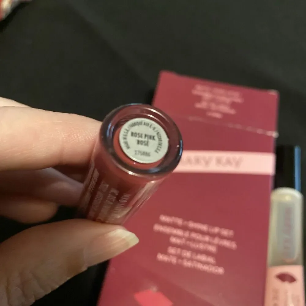 Mary Kay Matte Shine Lip Set Rose Pink Liquid Lipstick & Lip Oil New NOS 175886